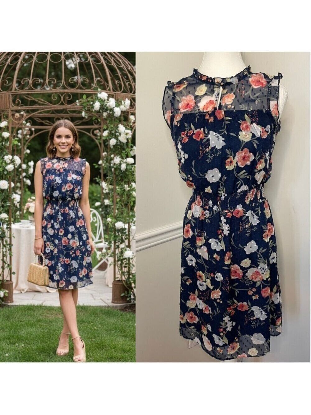 Reitmans Floral Defined Waist Sleeveless Dress XXS